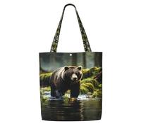 ASKhgg Brown Bear Pounce Stampa Canvas Tote Borse, Borse da Donna Borsa a Spalla Borsa a Tracolla Portafoglio Zaino per Viaggi, Lavoro, Palestra
