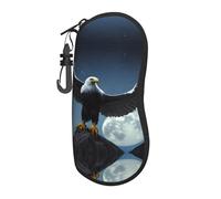 ASKhgg Custodia morbida per occhiali da sole con stampa aquila sotto le stelle, custodia ultra leggera in neoprene con cerniera e moschettone, per uomini e donne