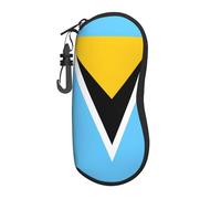 ASKhgg Custodia morbida per occhiali da sole con stampa bandiera di Santa Lucia, custodia ultra leggera in neoprene con cerniera con moschettone, per uomini e donne
