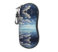 ASKhgg Custodia morbida per occhiali da sole con stampa di nuvole bianche sopra il mare, custodia ultra leggera in neoprene con cerniera con moschettone, per uomini e donne