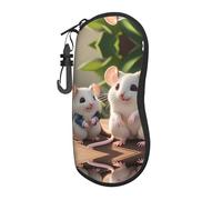 ASKhgg Custodia morbida per occhiali da sole con stampa di ratti e madri, custodia ultra leggera in neoprene con cerniera e moschettone, per uomini e donne