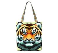 ASKhgg Little Fat Tiger Head Print Canvas Tote Bags Borse da donna Borsa a tracolla Borsa a tracolla Portafoglio, per viaggi, lavoro, palestra