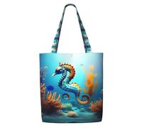 ASKhgg Seabed Coral Seahorse Stampa Canvas Tote Bags Borse da Donna Borsa a Tracolla Borsa a Tracolla Portafoglio, per Viaggi, Lavoro, Palestra