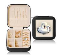 ASKhgg Simpatico piccolo cigno stampa nero gioielli casella di viaggio anello scatola organizer per orecchini collana regalo di compleanno donna