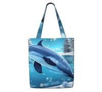 ASKhgg Winter the delphin - Borsa a tracolla in tela con stampa delfino, da donna, per viaggi, lavoro, palestra