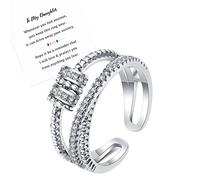 Askljeby Anello per ansia per figlia, anello fidget in oro 18 carati, per figlia, da mamma a mia figlia, con zirconia cubica, regolabile, per pollice, sollievo dallo stress, per donne, adolescenti