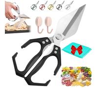 Askmenn Associante Worthwith Multifunctional Heavy-Duty Kitchen Shears, Non-slip Multi-purpose Food Cooking Scissors, Kitchen Scissors for Cutting Bones, Food, Chicken Bones and Turkey(Nero)
