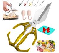 Askmenn Associante Worthwith Multifunctional Heavy-Duty Kitchen Shears, Non-slip Multi-purpose Food Cooking Scissors, Kitchen Scissors for Cutting Bones, Food, Chicken Bones and Turkey(Gold)