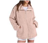 ASKSA Giacca da donna Teddy, doppia chiusura lampo, invernale, in pile invernale, in caldo pile Teddy, per attività all'aperto, casual, con tasche, Colore: rosa., L