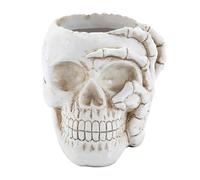 ASkull Planter - Vaso di fiori di teschio | Gothic Plant Container per interni ed esterni | Versatile Creepy Halloween Garden Pot for , Erbe, Oro Fiori | Spooky Home Decor