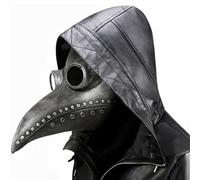 asky Maschera da dottore della peste, becco lungo, in finto lattice, costume steampunk (grigio e argento)