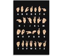 ASL Alphabet Poster, American Sign Language ABC Chart, Educational Wall Art for Classroom, Kids Room, Nursery, Home School Decor (Framed,08x12inch(20x30cm))