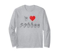 ASL Spells I Love Coffee - Camicia per Amanti del caffè sordi ASL Maglia a Manica