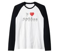 ASL Spells I Love Coffee - Camicia per Amanti del caffè sordi ASL Maglia con Maniche Raglan