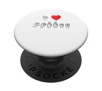 ASL Spells I Love Coffee - Camicia per amanti del caffè sordi ASL PopSockets PopGrip Adesivo