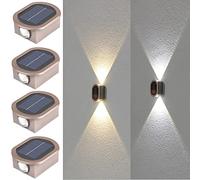 ASLIDECOR Luci solari su e giù, confezione da 4 lampade con sensore di luce solare per esterni, impermeabilità IP65, decorazione moderna per casa, giardino, portico (bianco caldo e bianco freddo)