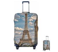 ASLKXOPEMG Copertura elastica per valigie, 65-95 cm, con Torre Eiffel, Londra, antigraffio, lavabile, da portare con sé, copertura decorativa, Nero , M, Set Bagagli