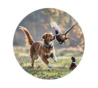 ASLKXOPEMG Tappetino per mouse con cane che cattura topi fagiano, tappetino rotondo antiscivolo da scrivania con base in gomma, lavabile, decorazione per ufficio, tappetino per tastiera per