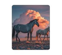 ASLKXOPEMG Tappetino per mouse con cavalli, nuvole rosse incandescenti, tappetino antiscivolo per scrivania da gioco con base in gomma, lavabile, decorazione per ufficio, tappetino per tastiera per