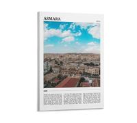 Asmara - Stampa artistica da parete su tela, motivo: viaggio in Eritrea, vivace paesaggio urbano, per soggiorno, camera da letto, bagno, ufficio, decorazione per la casa, 40 x 60 cm