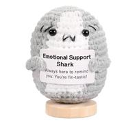 ASMPCUE Positive Squalo Grigio Bambole all'Uncinetto Per Supporto Emotivo Con Base, Gray Shark Positiva All'Uncinetto Positivi Con Cartolina Positiva, Portafortuna Crea E Rafforza Legami Creativi Gift