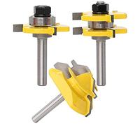 ASNOMY 3 Pezzi Router Bit Set, 8mm Fresa per Tagli a 45 Gradi + Frese per Linguette e Scanalature,T Punte di Falegnameria, Strumenti di Lavorazione del Legno per La Casa e Fai da te