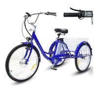 ASnwpaK Bicicletta Elettrica per Adulti A 3 Ruote, capacità di Carico 150kg | Altezza Regolabile, Batteria Rimovibile (36V/12Ah) + Cestino della Spesa, Elettrica/Assistita/A Pedalata Assistita,Blue