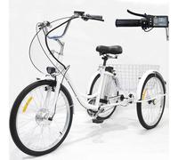 ASnwpaK Bicicletta Elettrica per Adulti A 3 Ruote, capacità di Carico 150kg | Altezza Regolabile, Batteria Rimovibile (36V/12Ah) + Cestino della Spesa, Elettrica/Assistita/A Pedalata Assistita,White