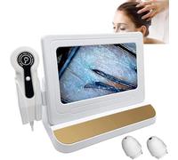 ASnwpaK Tester del Cuoio Capelluto, Analizzatore del Follicolo Pilifero con 2 Sonde (50x/200x) + Schermo 11" HD LCD, 1000W Pixel, per Il Tester del Follicolo/Calpo del Salone di Casa,Gold
