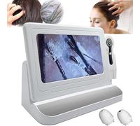 ASnwpaK Tester del Cuoio Capelluto, Analizzatore del Follicolo Pilifero con 2 Sonde (50x/200x) + Schermo 11" HD LCD, 1000W Pixel, per Il Tester del Follicolo/Calpo del Salone di Casa,Silver