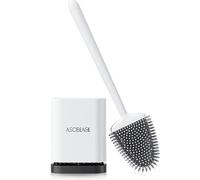 ASOBEAGE Spazzola WC Bagno, Scopino per WC in Silicone Morbido con Porta Spazzolone Scopino Asciugatura Rapida Spazzola da Toilette