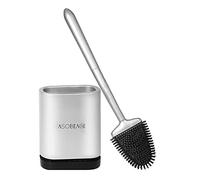 ASOBEAGE Spazzola WC Bagno, Scopino per WC in Silicone Morbido con Porta Spazzolone Scopino Asciugatura Rapida Spazzola da Toilette