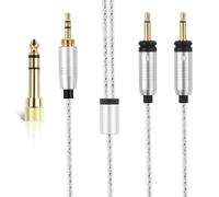 Asobilor Cavo di ricambio per cuffie Focal Elegia/Clear MG/Celestee | Per Stellia/Elear/Radiance, Dual 3,5 mm, placcato argento, 16 fili, 7N monocristallino, 1,25 m con adattatore da 6,35 mm