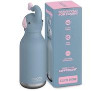 asobu Bestie Borraccia termica in acciaio inox, con testa a forma di animale morbido, rimovibile, per bambini e ragazzi, con cannuccia flessibile, riutilizzabile, da 473,6 g (elefante)
