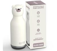 asobu Bestie Borraccia termica in acciaio inox, con testa a forma di animale morbido, rimovibile, per bambini e ragazzi, con cannuccia flessibile, riutilizzabile, da 40 ml (orso)