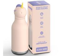 asobu Bestie - Borraccia isolata in acciaio inox, con morbida testa di animale rimovibile, per bambini e ragazzi, con cannuccia flessibile riutilizzabile, 473,6 g (unicorno)