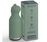 asobu Bestie Borraccia termica in acciaio inox, con testa a forma di animale morbido, rimovibile, per bambini e ragazzi, con cannuccia flessibile, riutilizzabile, da 473,6 g (dinosauro)