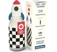 asobu Bestie Rocket Checker - Borraccia per bambini, a prova di perdite, in acciaio inox, 500 ml