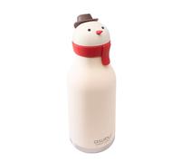 asobu Bestie - Borraccia isolata in acciaio inox, con morbida testa di animale rimovibile, per bambini e ragazzi, con cannuccia flessibile riutilizzabile, 473,6 ml, colore: neve