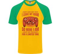 Asociale Gamer Gioco Foglie il Mio Room Uomo S/S Baseball T-Shirt