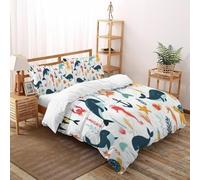 ASOERISMB Creature marine Set Copripiumino 3 Pezzi Con Stampa 3D Animal Theme Marine Animal Incluso Copripiumino Con 2 Federe Con Federe in Microfibra Ultra Morbida Double（200x200cm）