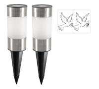 ASOFTY 2 pezzi luce solare a LED per tomba, luce solare con 2 picchetti e adesivi, candela per tomba, per esterni, per decorazione funeraria, ricordo (bianco caldo)