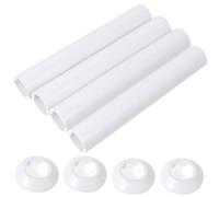 ASOFTY 4 pezzi copertura per tubi di riscaldamento e 4 pezzi rosetta per tubi di riscaldamento, diametro esterno 32 mm, lunghezza 200 mm copertura per tubi di plastica, coperture per tubi del radiator