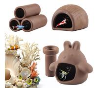 ASOFTY 4 Pezzi Grotta per Acquario, Acquario Grotta Decorazione, Nascondiglio per Pesci e Gamberetti, Nascondiglio in Ceramica per Animali Acquatici per Decorazione Acquario