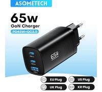 ASOMETECH GaN Caricatore USB Tipo C 65W 45W PPS PD QC4.0 Caricatore rapido per MacBook Laptop IPAD Tablet iPhone 16 Samsung S23 Ultra
