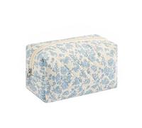 ASOMI Borsa da trucco trapuntata Floreale, Cotone Dolce, Coquette Fiori Estetici, Piccola Trapuntata (Blu), Blu, floreale