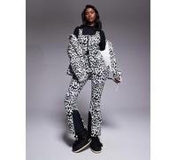ASOS 4505 Ski - Salopette da sci con pettorina idrorepellente in tessuto softshell a fantasia leopardo delle nevi con cintura-Multicolore 48