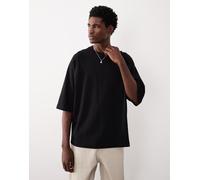 ASOS COLLECTIVE AC-T-255 - T-shirt super oversize nera in interlock con maniche raglan-Nero XS