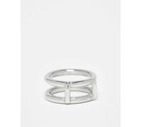 ASOS DESIGN - Anello a fascia doppia in acciaio inossidabile resistente all'acqua argentato-Argento XL