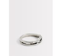 ASOS DESIGN - Anello asimmetrico in metallo fuso argentato-Argento M